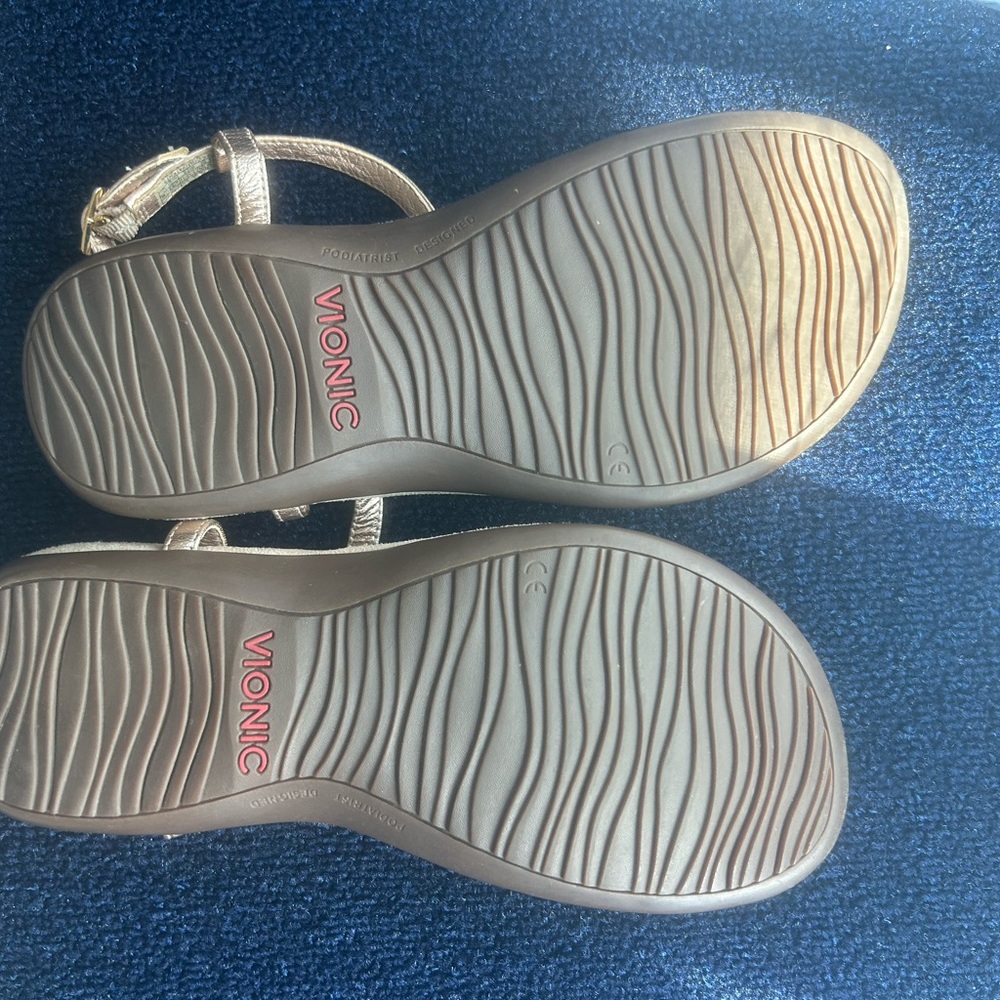 Vionic Sandals with Gold and Cream Accents - Picture 2 of 3